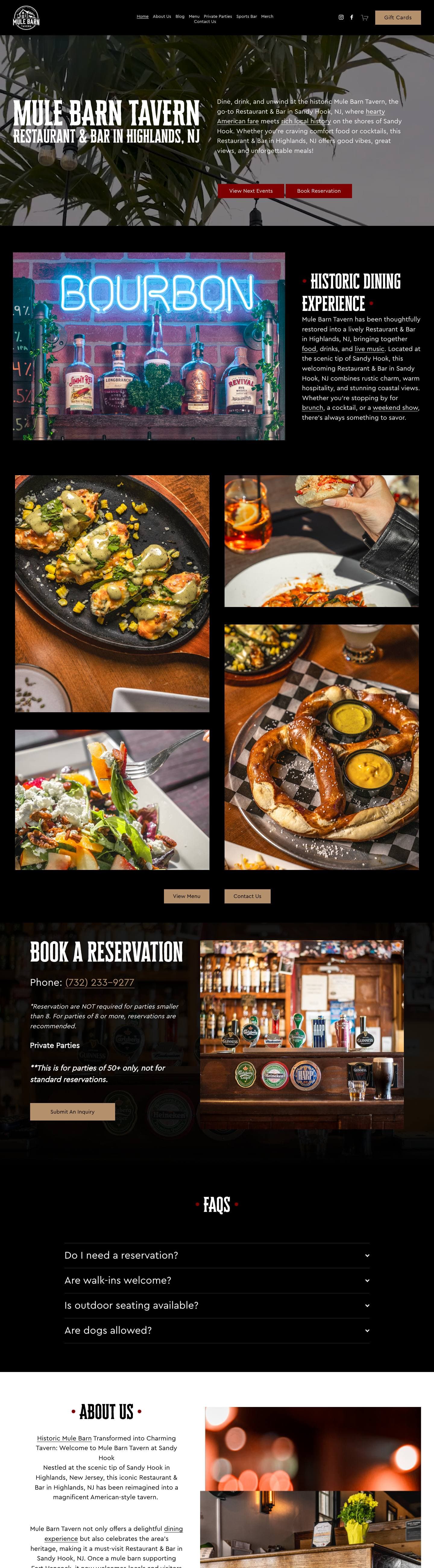 Mule Barn Tavern website designed by MediaScher